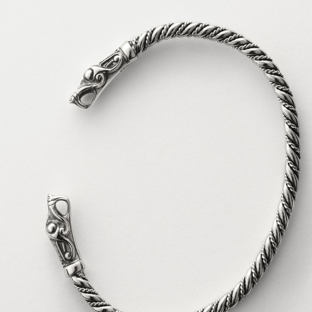 Thin dragon torque bracelet