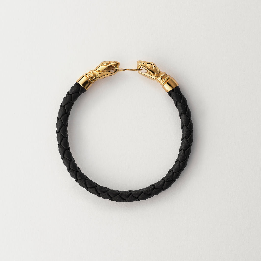 Wolf head leather bracelet