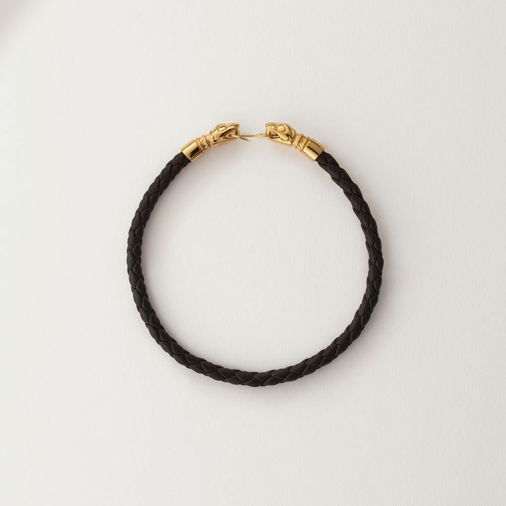 Wolf head leather bracelet