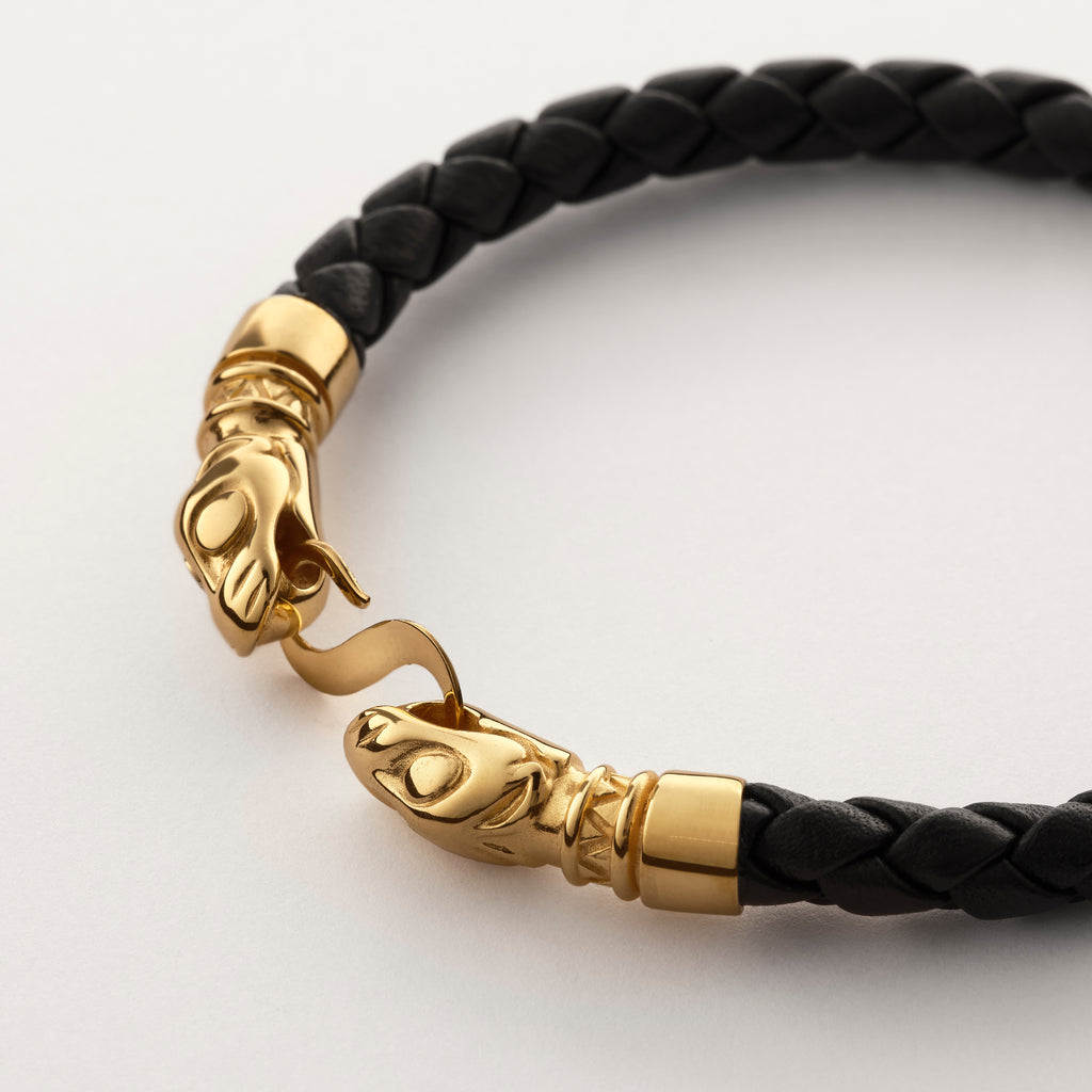 Wolf head leather bracelet