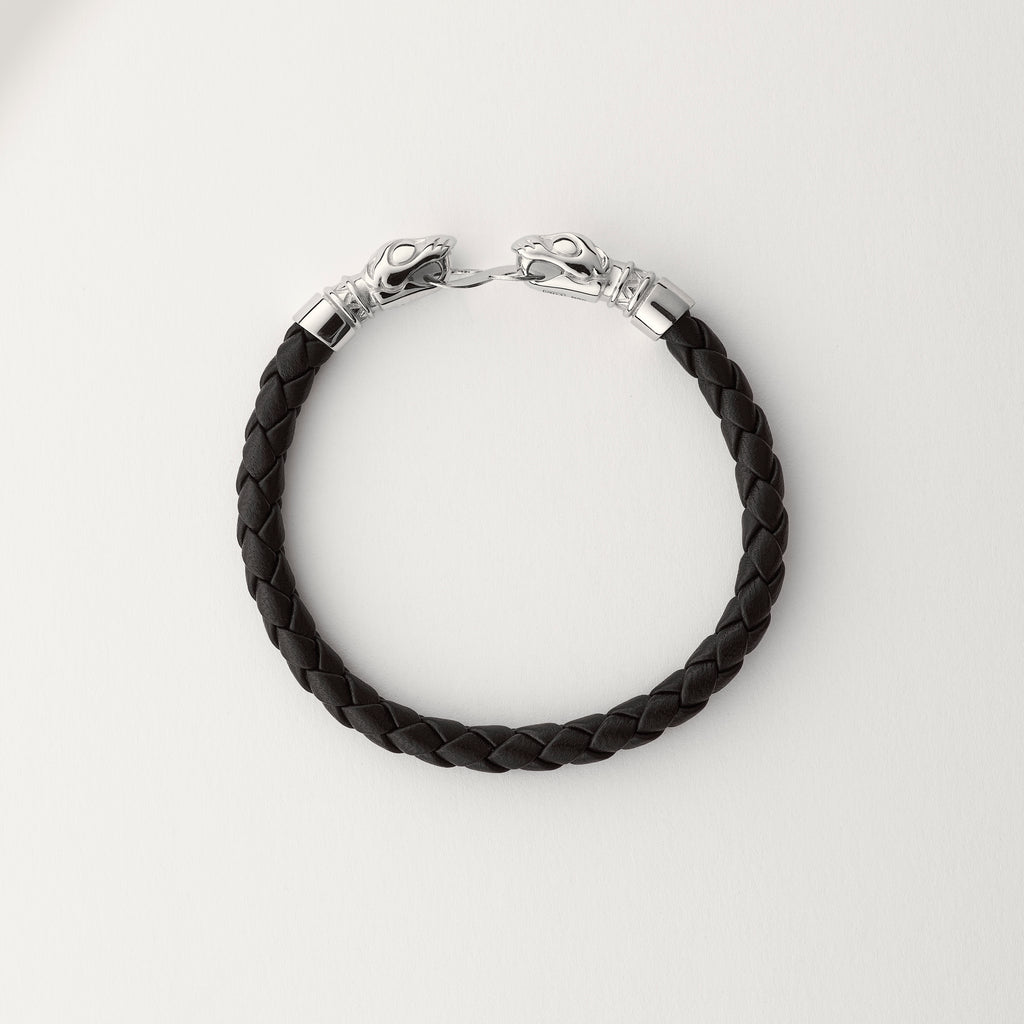 Wolf head leather bracelet