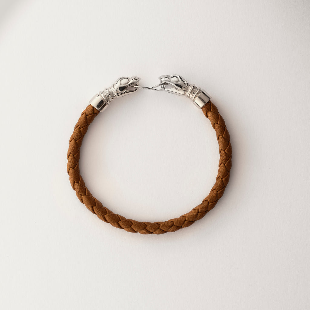 Wolf head leather bracelet