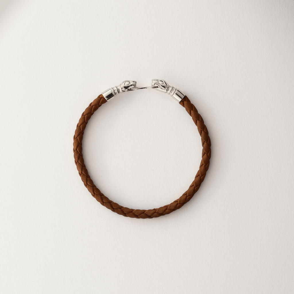 Wolf head leather bracelet