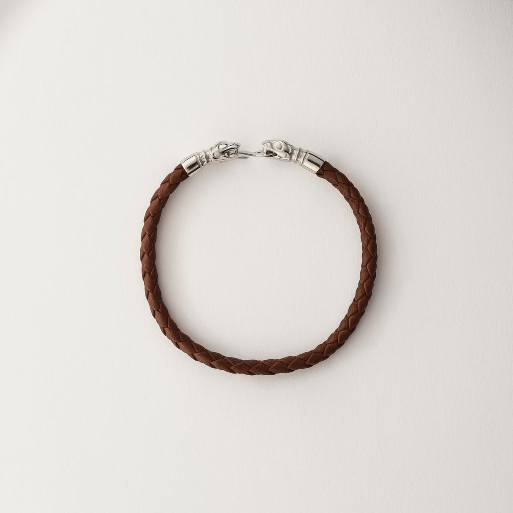 Wolf head leather bracelet