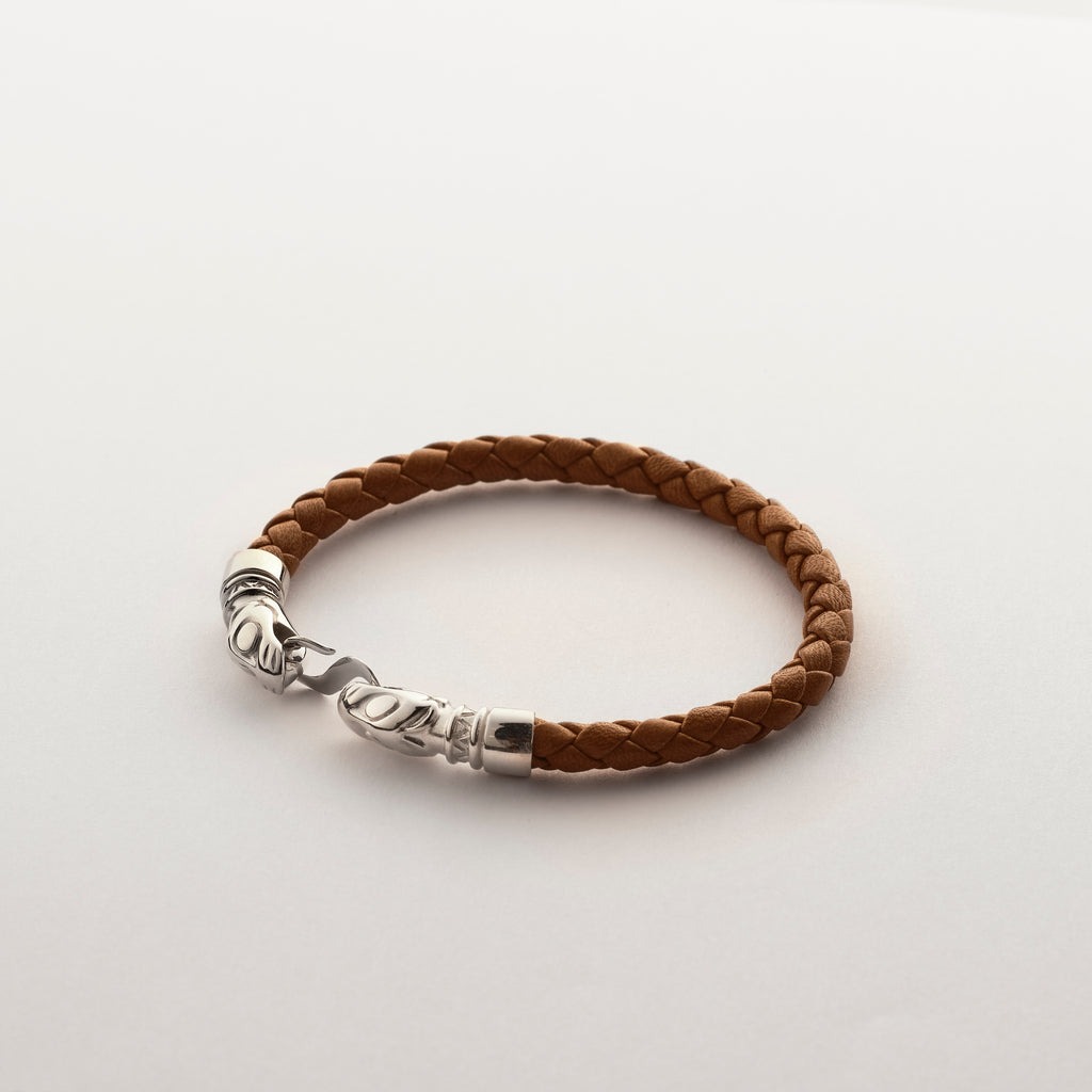 Wolf head leather bracelet