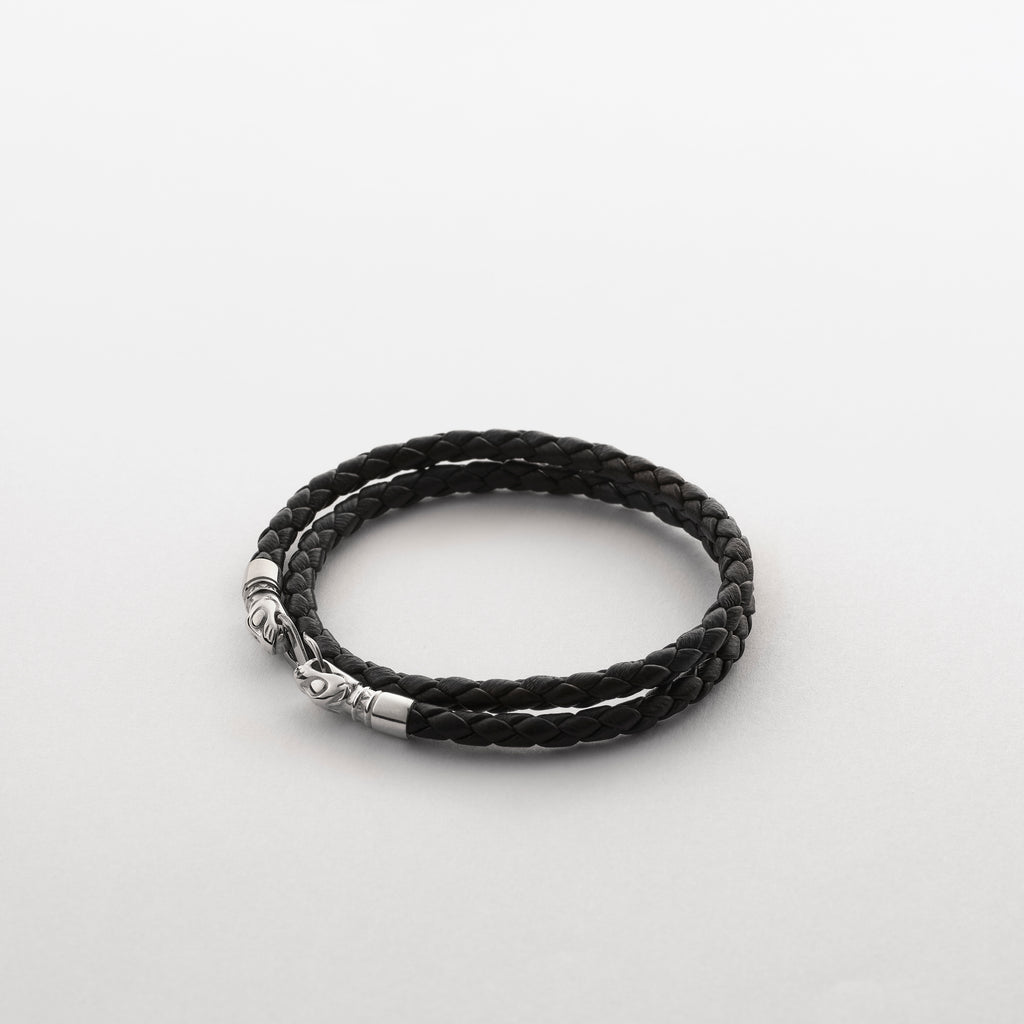 Wolf head leather bracelet